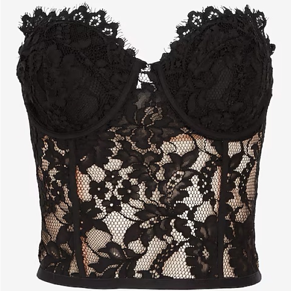 Express Allover Lace Strapless Corset Tube Top Sz 2 - Picture 2 of 7